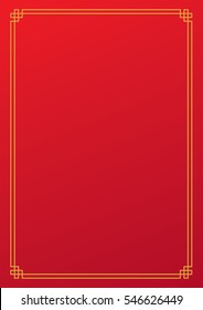 International Paper Size - Red Chinese New Year Empty Background With Traditional Golden Border