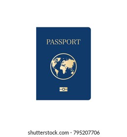 International passport blue cover template. Vector illustration.