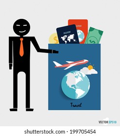 International passport and elements of travel. Vector illustration.