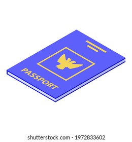 International passport icon. Isometric of international passport vector icon for web design isolated on white background