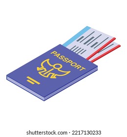 International passport icon isometric vector. Travel people. Retirement person
