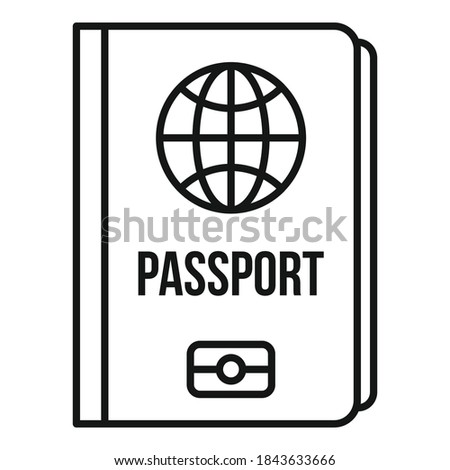 International passport icon. Outline international passport vector icon for web design isolated on white background