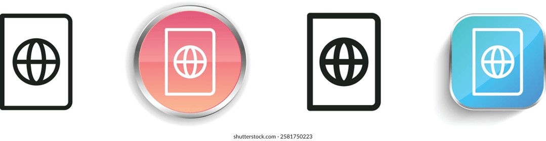international passport icon. Thin Linear, Regular and Button Style Design Isolated On White Background