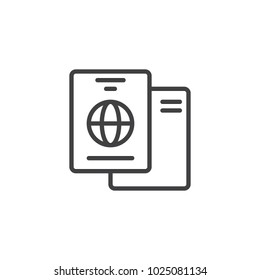 International passport outline icon. linear style sign for mobile concept and web design. Travel documents simple line vector icon. Symbol, logo illustration. Pixel perfect vector graphics