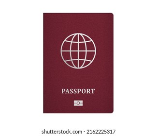 International passport with red cover. Realistic E-passport template. Vector illustration