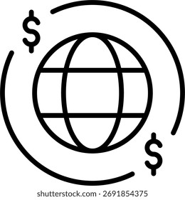 International payment vector illustration, global currency transfer and online banking concept, secure transaction design. Line Icon