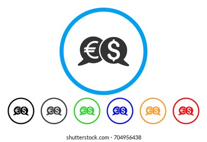 International Payments vector rounded icon. Image style is a flat gray icon symbol inside a blue circle. Bonus color variants are grey, black, blue, green, red, orange.