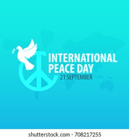 International Peace Day banner. 21 September. Dove with olive branch