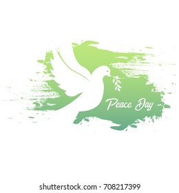 International Peace Day banner. 21 September. Dove with olive branch