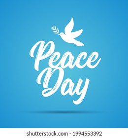 International Peace Day card. Dove and olive branch hope holiday symbol vector illustration of freedom love faith and peace
