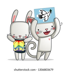 International Peace Day Cartoon Illustration - Vector