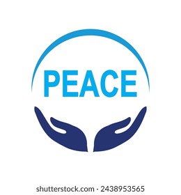 International Peace Day concept. Hands holding globe over sky background vector file eps 10