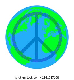 International Peace Day. Concept of a social holiday. A sign of the Pacific. Planet Earth