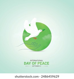 International Peace Day Creative Ads Design. fly and bird vector isolated on Template for background. Peace Poster, vector, 3d, illustration, Sep 21. Important day, Holiday concept.