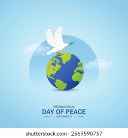 International Peace Day Creative Ads Design. fly and bird vector isolated on Template for background.