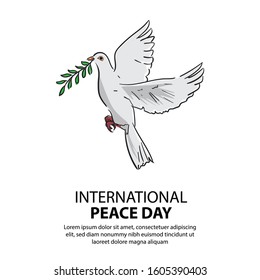 International Peace Day - dove fly with a tree branch