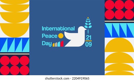 International Peace Day. International day of peace with dove  sign. 21st September. Vector illustration. Perfect for banner, backdrop, wallpaper, flyer, brochure, poster, background, campaign.