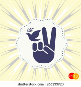 International Peace Day with dove, vintage style