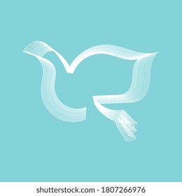 International peace day with drawing of a dove on blue background