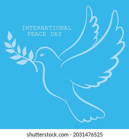 International Peace Day holiday illustration. Paper cut dove bird shape silhouette cutout with nature doodle decoration