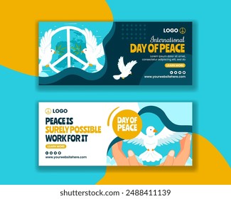 International Peace Day Horizontal Banner Flat Cartoon Hand Drawn Templates Background Illustration