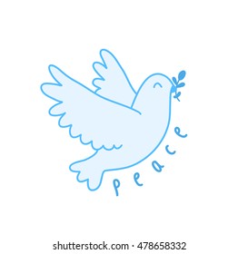 International Peace day illustration with cartoon pigeon