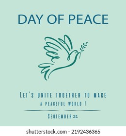  international peace day. Illustration concept present peace world. Sep 21.