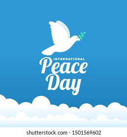 international peace day illustration with dove and carrying branch