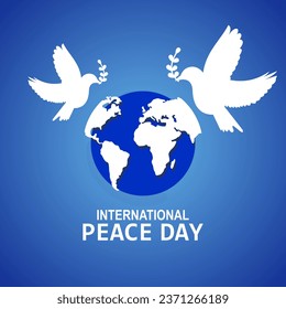 international peace day, illustration of a dove with a world map in the middle