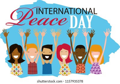 international peace day. illustration with people of different nationalities