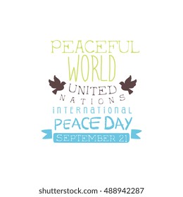 International Peace Day Label Designs In Pastel Colors. Vector Logo Templates With Text On White Background.