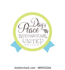 International Peace Day Label Designs In Pastel Colors. Vector Logo Templates With Text On White Background.