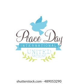 International Peace Day Label Designs In Pastel Colors. Vector Logo Templates With Text On White Background.