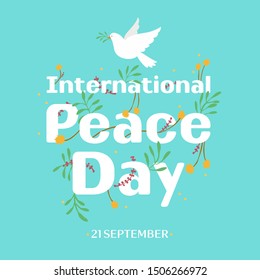 International Peace Day lettering. 21 September celebration day. vector.