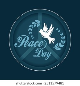 International peace day logo design. Peace sign with dove