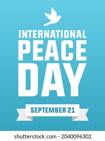 International peace day modern creative banner, sign, design concept, social media post, template with white text on a blue abstract background 