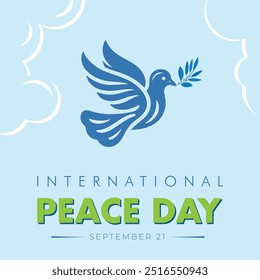 International peace day modern creative banner, sign, design concept, social media post, template with text on a blue abstract background