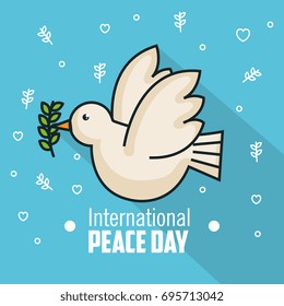 international peace day pigeon with branch olive