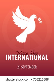 International Peace Day poster. 21 September. Dove with olive branch