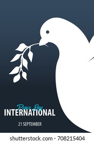 International Peace Day poster. 21 September. Dove with olive branch