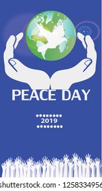 International Peace Day. Poster with peace symbol and dove. Design concept for greeting card, print, poster. Vector illustration - Vector