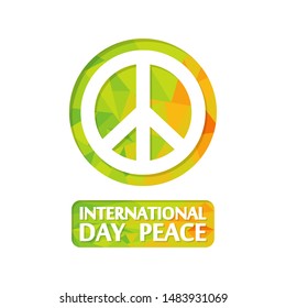 International Peace Day, poster with peace symbol, flat