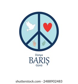 International Peace Day poster template vector. Dünya Barış Günü kutlu olsun.