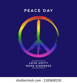 International peace day. Rainbow gradient peace symbol. Background vector illustration