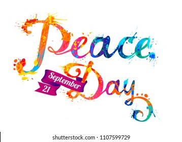 International Peace Day. September 21. Vector card of splash paint