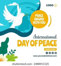 International Peace Day Social Media Illustration Flat Cartoon Hand Drawn Templates Background