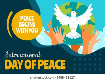 International Peace Day Social Media Background Flat Cartoon Hand Drawn Templates Illustration