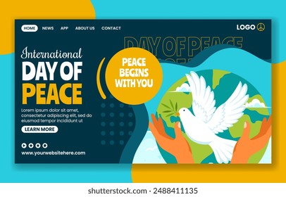 International Peace Day Social Media Landing Page Cartoon Template Background Illustration