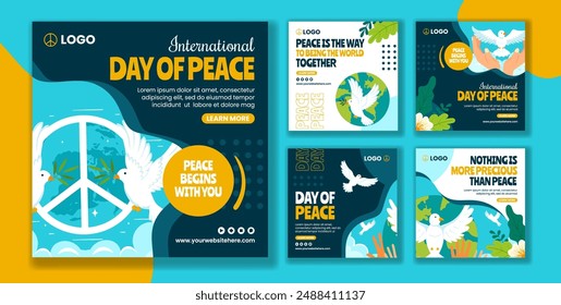 International Peace Day Social Media Post Flat Cartoon Hand Drawn Templates Background Illustration