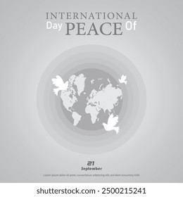 international peace day social media post and background in paper cut style